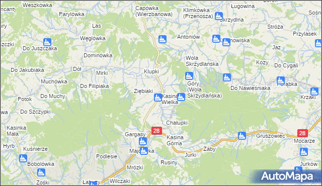 mapa Kasina Wielka, Kasina Wielka na mapie Targeo