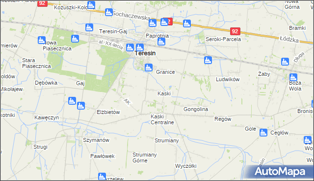 mapa Kaski gmina Baranów, Kaski gmina Baranów na mapie Targeo