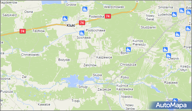 mapa Kaszewice, Kaszewice na mapie Targeo