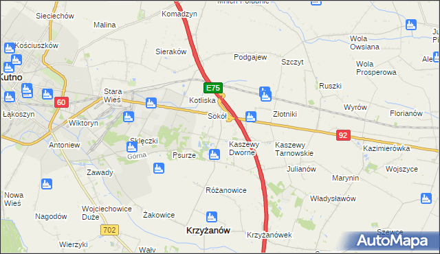 mapa Kaszewy Kościelne, Kaszewy Kościelne na mapie Targeo