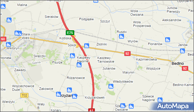 mapa Kaszewy Tarnowskie, Kaszewy Tarnowskie na mapie Targeo