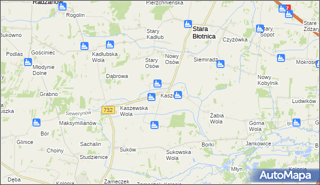 mapa Kaszów gmina Stara Błotnica, Kaszów gmina Stara Błotnica na mapie Targeo