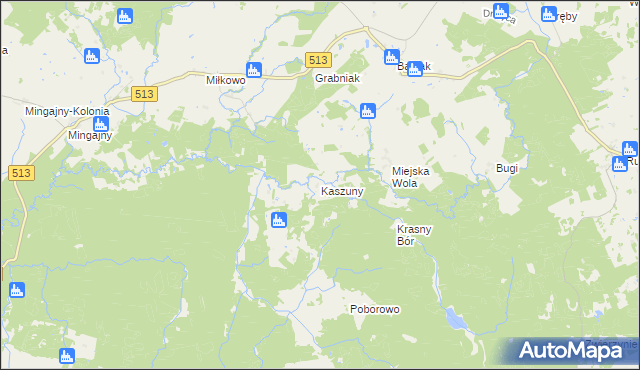 mapa Kaszuny, Kaszuny na mapie Targeo