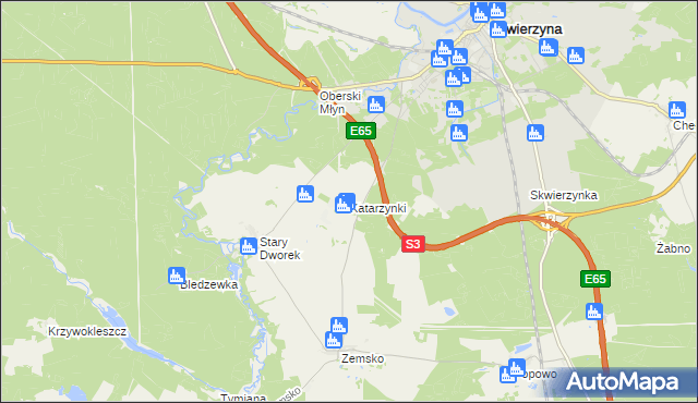 mapa Katarzynki gmina Bledzew, Katarzynki gmina Bledzew na mapie Targeo