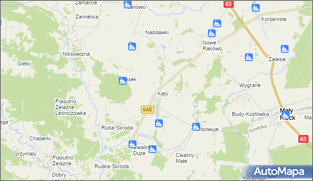 mapa Kąty gmina Mały Płock, Kąty gmina Mały Płock na mapie Targeo