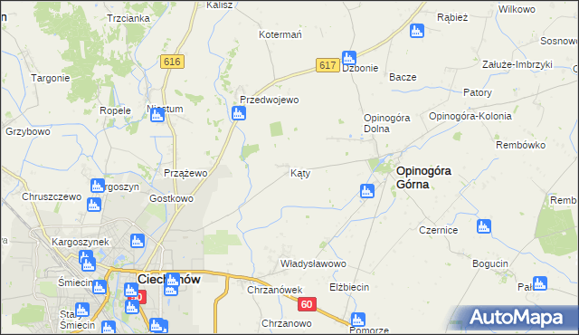 mapa Kąty gmina Opinogóra Górna, Kąty gmina Opinogóra Górna na mapie Targeo