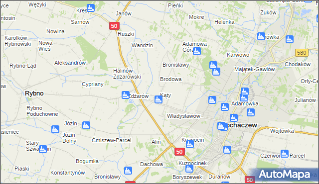 mapa Kąty gmina Sochaczew, Kąty gmina Sochaczew na mapie Targeo