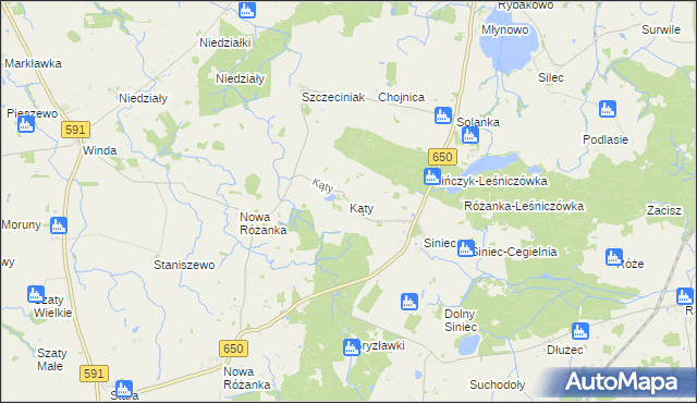 mapa Kąty gmina Srokowo, Kąty gmina Srokowo na mapie Targeo