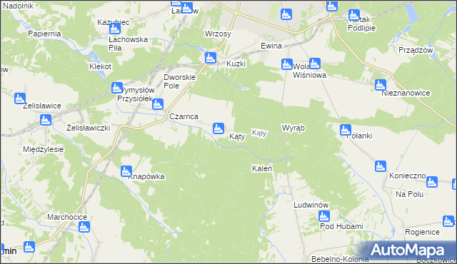 mapa Kąty gmina Włoszczowa, Kąty gmina Włoszczowa na mapie Targeo