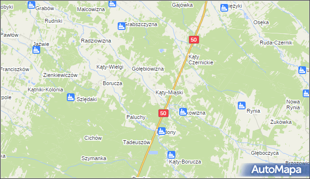 mapa Kąty-Miąski, Kąty-Miąski na mapie Targeo