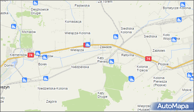 mapa Kąty Pierwsze, Kąty Pierwsze na mapie Targeo