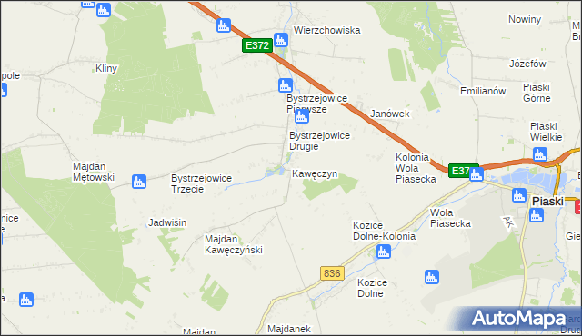 mapa Kawęczyn gmina Piaski, Kawęczyn gmina Piaski na mapie Targeo