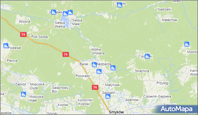 mapa Kawęczyn gmina Smyków, Kawęczyn gmina Smyków na mapie Targeo