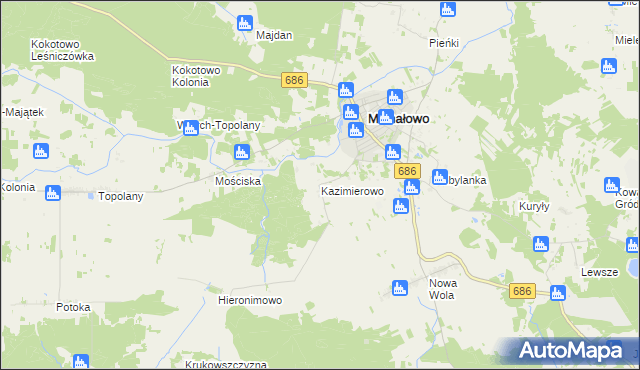 mapa Kazimierowo gmina Michałowo, Kazimierowo gmina Michałowo na mapie Targeo