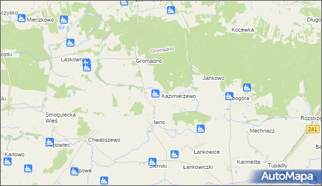 mapa Kazimierzewo gmina Kcynia, Kazimierzewo gmina Kcynia na mapie Targeo