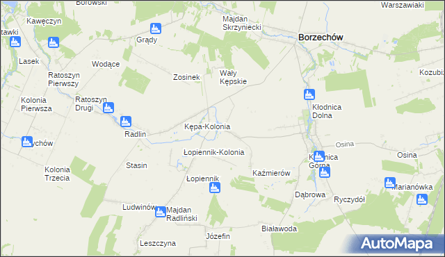 mapa Kępa gmina Borzechów, Kępa gmina Borzechów na mapie Targeo