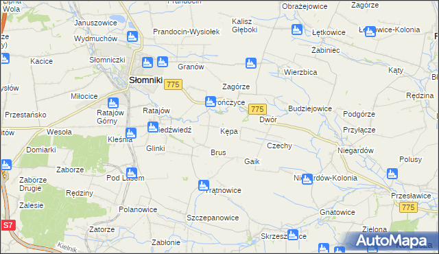 mapa Kępa gmina Słomniki, Kępa gmina Słomniki na mapie Targeo