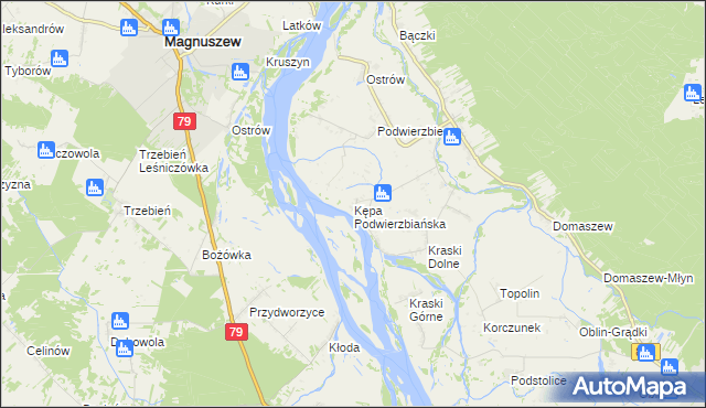 mapa Kępa Podwierzbiańska, Kępa Podwierzbiańska na mapie Targeo