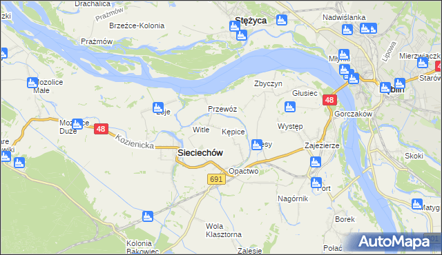 mapa Kępice gmina Sieciechów, Kępice gmina Sieciechów na mapie Targeo