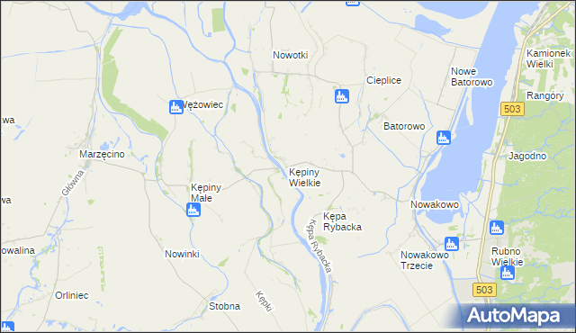 mapa Kępiny Wielkie, Kępiny Wielkie na mapie Targeo