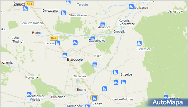 mapa Kicin gmina Białopole, Kicin gmina Białopole na mapie Targeo