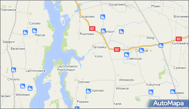 mapa Kicko gmina Kruszwica, Kicko gmina Kruszwica na mapie Targeo
