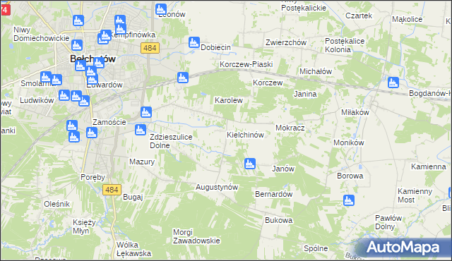 mapa Kielchinów, Kielchinów na mapie Targeo