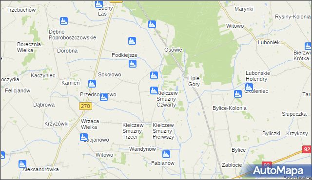 mapa Kiełczew Smużny Czwarty, Kiełczew Smużny Czwarty na mapie Targeo