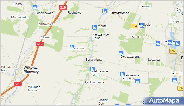 mapa Kiełczewice Maryjskie, Kiełczewice Maryjskie na mapie Targeo