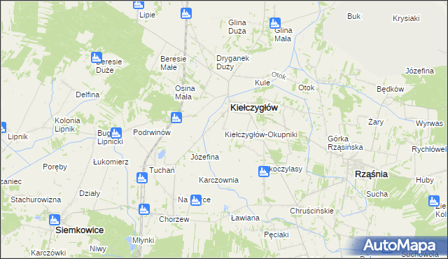 mapa Kiełczygłów-Okupniki, Kiełczygłów-Okupniki na mapie Targeo