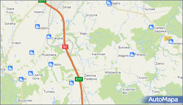 mapa Kielminek, Kielminek na mapie Targeo