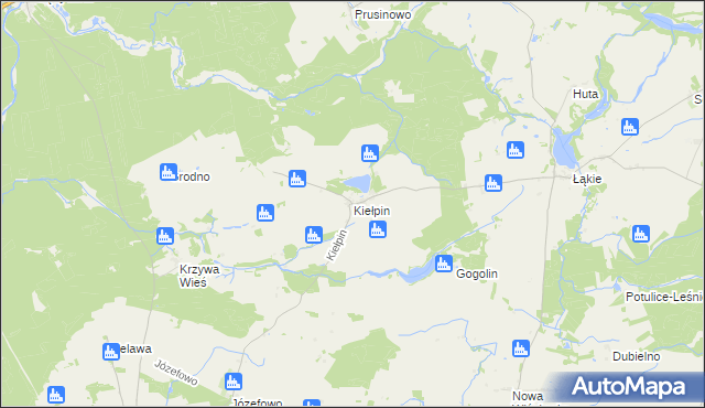 mapa Kiełpin gmina Lipka, Kiełpin gmina Lipka na mapie Targeo