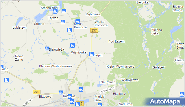 mapa Kiełpin gmina Tuchola, Kiełpin gmina Tuchola na mapie Targeo