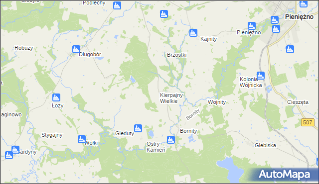 mapa Kierpajny Wielkie, Kierpajny Wielkie na mapie Targeo