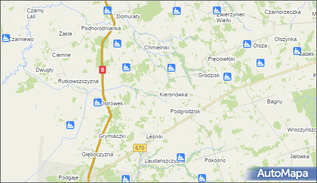 mapa Kiersnówka, Kiersnówka na mapie Targeo