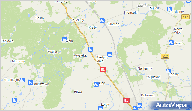 mapa Kiertyny Małe, Kiertyny Małe na mapie Targeo