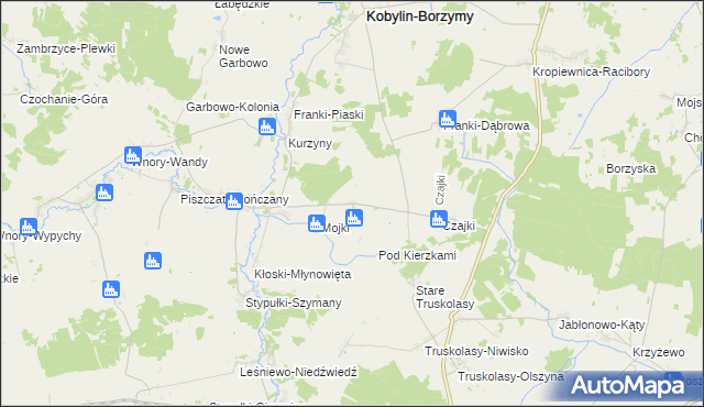 mapa Kierzki gmina Kobylin-Borzymy, Kierzki gmina Kobylin-Borzymy na mapie Targeo