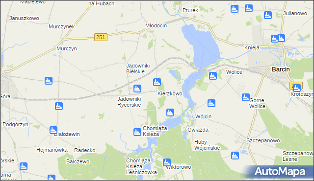 mapa Kierzkowo gmina Żnin, Kierzkowo gmina Żnin na mapie Targeo