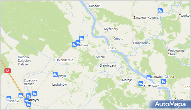 mapa Kiezie, Kiezie na mapie Targeo