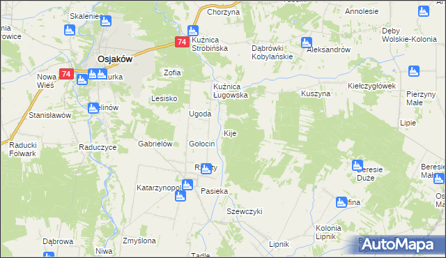 mapa Kije gmina Siemkowice, Kije gmina Siemkowice na mapie Targeo