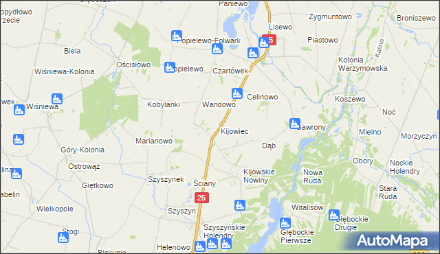 mapa Kijowiec gmina Ślesin, Kijowiec gmina Ślesin na mapie Targeo