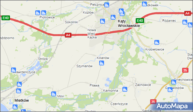 mapa Kilianów, Kilianów na mapie Targeo