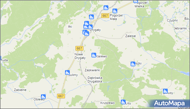 mapa Klarewo, Klarewo na mapie Targeo