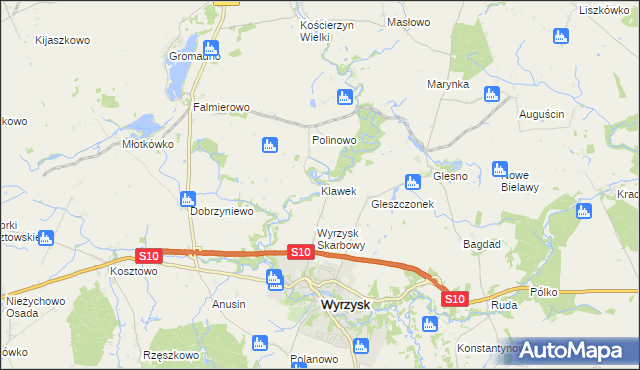 mapa Klawek, Klawek na mapie Targeo