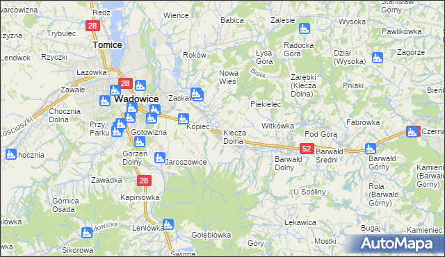 mapa Klecza Dolna, Klecza Dolna na mapie Targeo