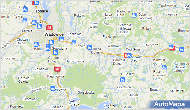 mapa Klecza Górna, Klecza Górna na mapie Targeo