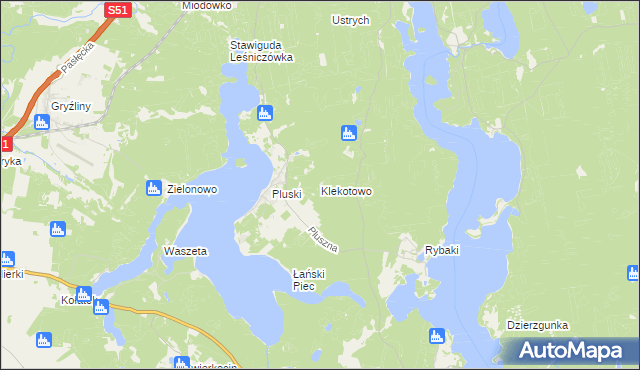 mapa Klekotowo gmina Stawiguda, Klekotowo gmina Stawiguda na mapie Targeo