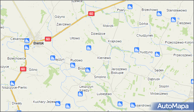 mapa Kleniewo gmina Bielsk, Kleniewo gmina Bielsk na mapie Targeo