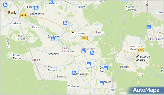 mapa Klepaczka gmina Wręczyca Wielka, Klepaczka gmina Wręczyca Wielka na mapie Targeo