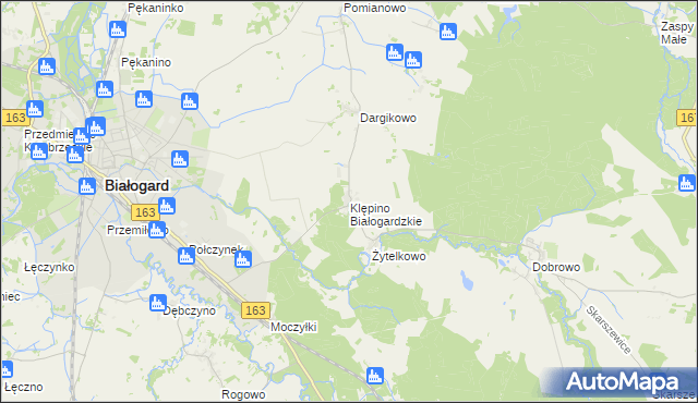 mapa Klępino Białogardzkie, Klępino Białogardzkie na mapie Targeo